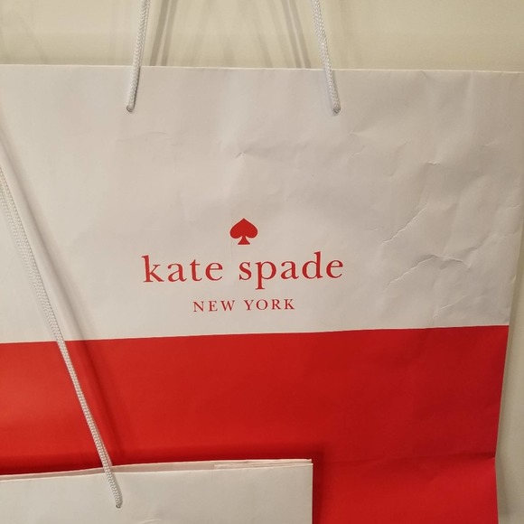 Kate Spade Set /3 Paper Shopping Bags Red White - Picture 4 of 5